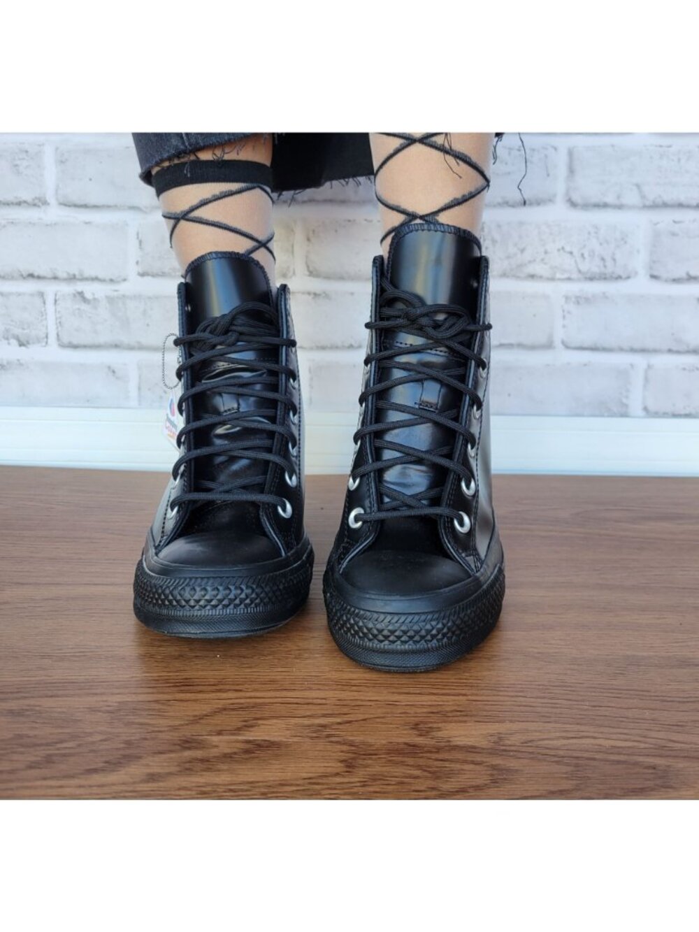 ⭐Converse Chuck Taylor All Star Wedge Platform 8.5 Patent Leather Shoes A12827C⭐ - Picture 4 of 12